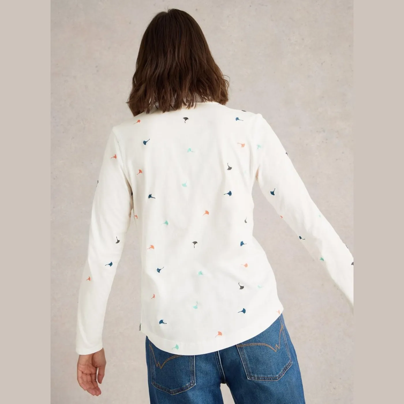 White Stuff Annie Ivory Embroidered Jersey Shirt