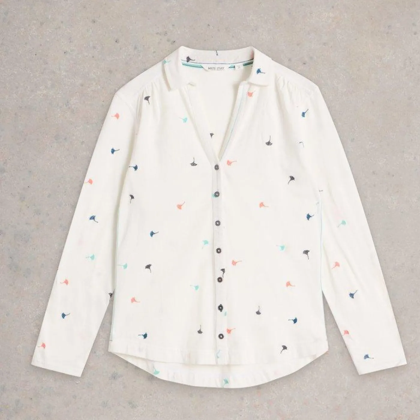 White Stuff Annie Ivory Embroidered Jersey Shirt