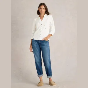 White Stuff Annie Ivory Embroidered Jersey Shirt