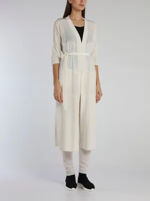 White Tie Front Knit Cardigan