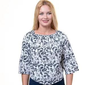 White With Purple Long Sleeve Off the Shoulder Blouse for Women - Going Out Leave Textured Tops