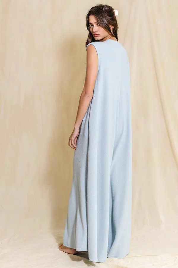 Wide Leg Button-up Loose Fit Solid Jumpsuit