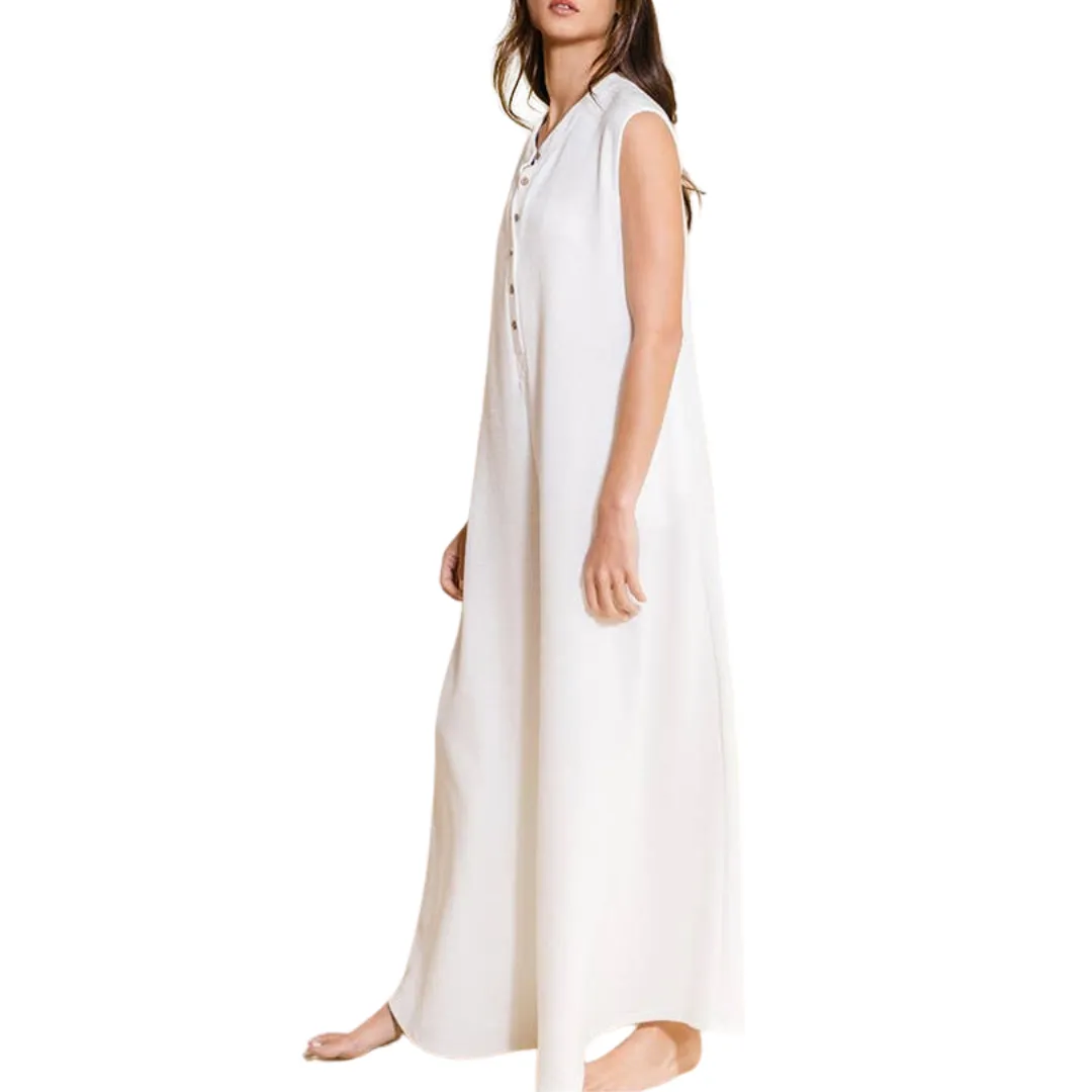 Wide Leg Button-up Loose Fit Solid Jumpsuit