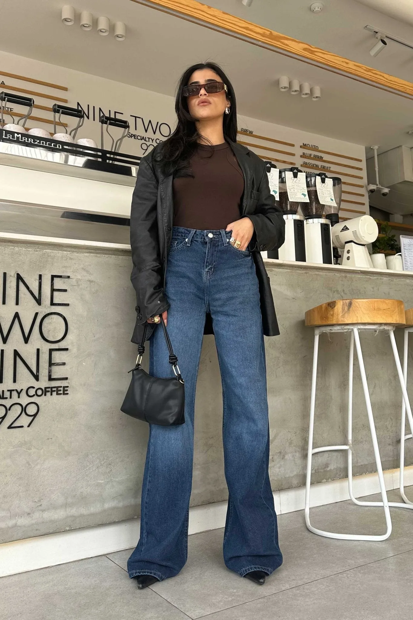 Wide Leg - Classic Navy Blue Jeans.