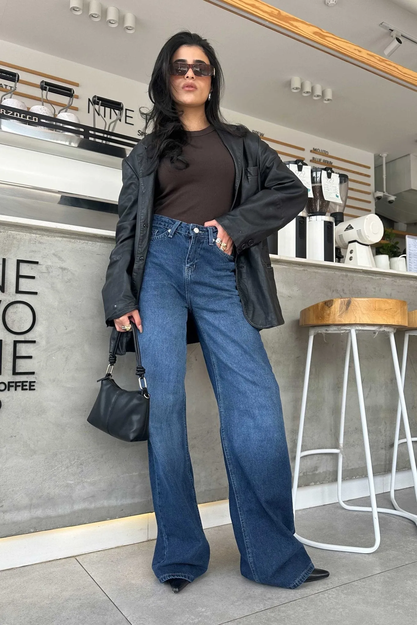 Wide Leg - Classic Navy Blue Jeans.