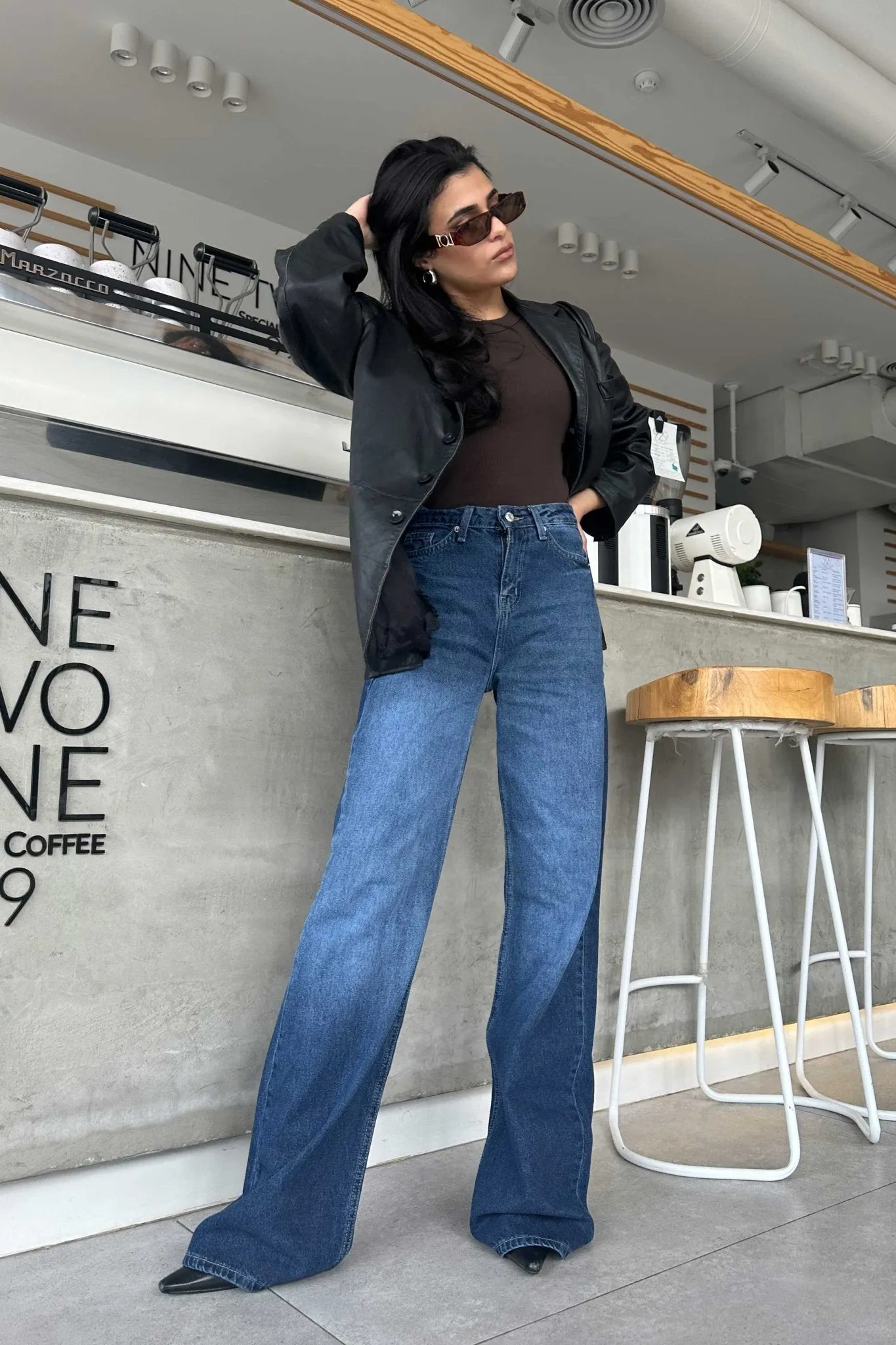 Wide Leg - Classic Navy Blue Jeans.