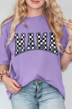 Wisteria Checkerboard MAMA Graphic Crewneck Tee