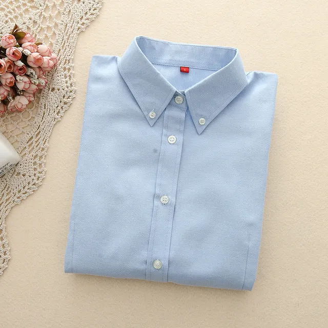 Women Blouses 2017 New Arrived EYM Brand Casual Cotton Oxford Long Sleeved Shirt Blusas Plus Size Women Tops Chemise Femme Style