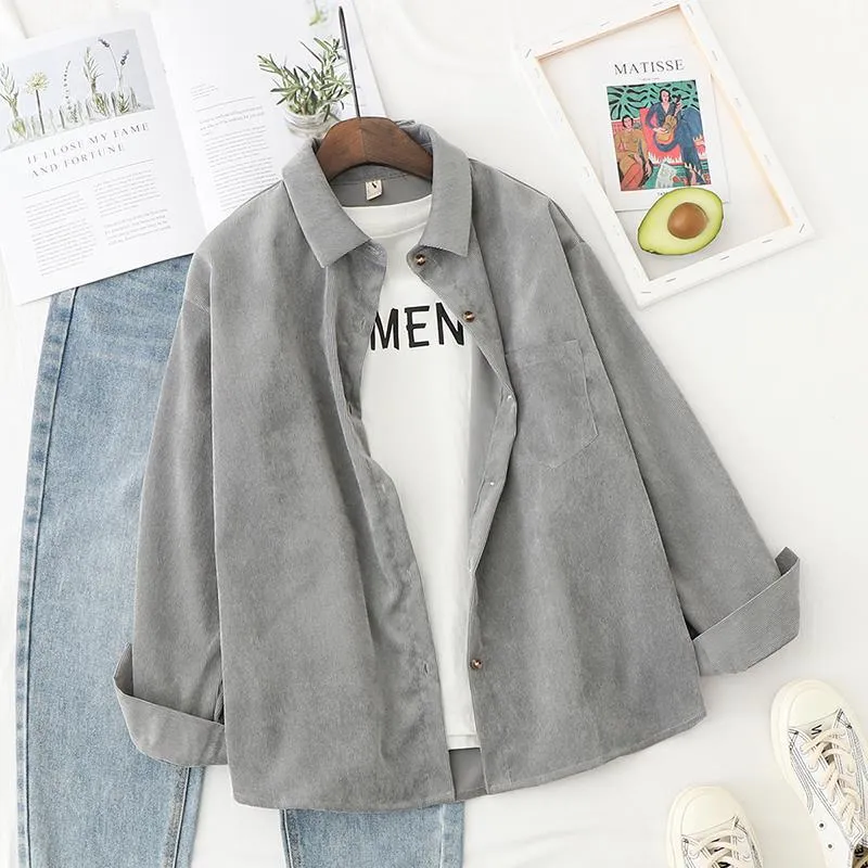 Women Blouses Shirts Long Sleeve Clothing Button Up Down Loose White Top - WSB8536