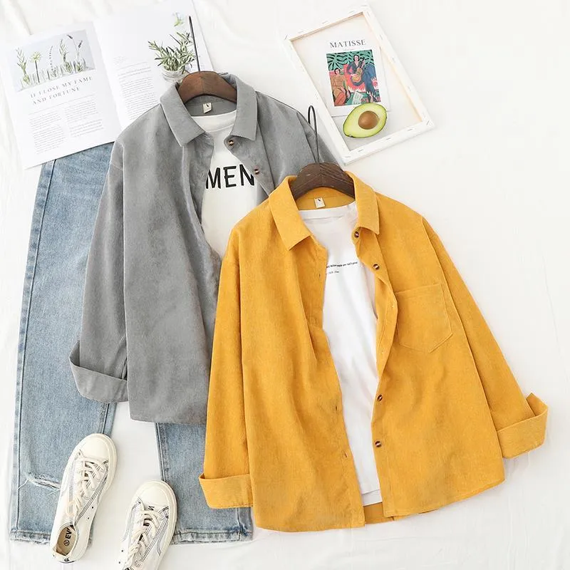 Women Blouses Shirts Long Sleeve Clothing Button Up Down Loose White Top - WSB8536