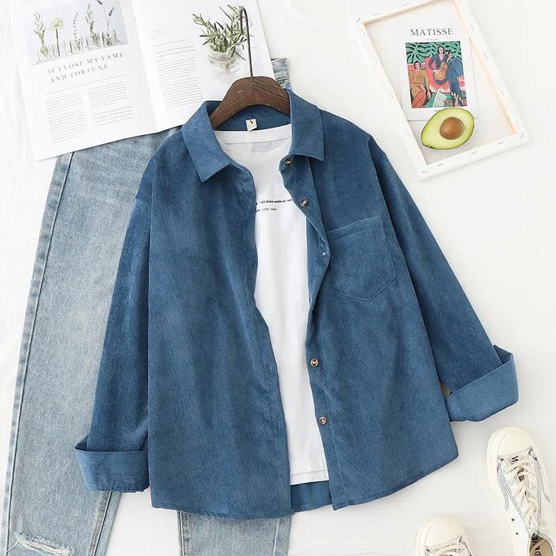 Women Blouses Shirts Long Sleeve Clothing Button Up Down Loose White Top - WSB8536