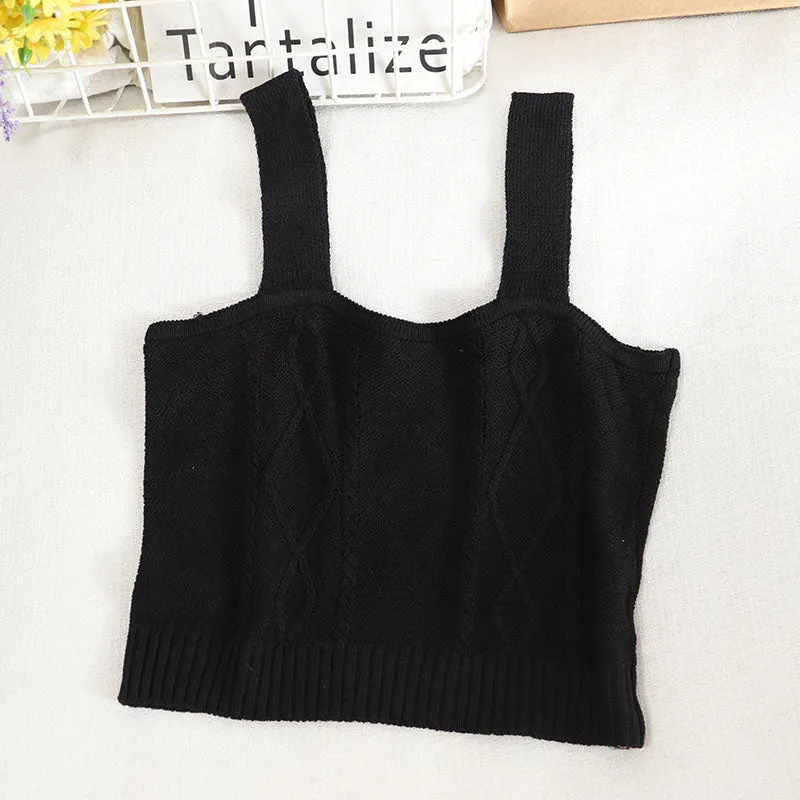 Women Flower Embroidery Knitted Crop Tops Women Casual Tube Tops Casual Ribbed Cute Tops Crop Tops Women Summer