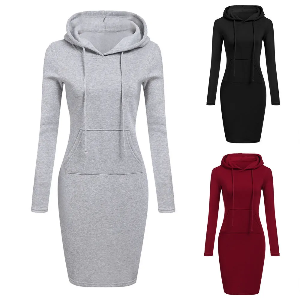 Women Hoodies Long Sweatshirts Tops Casual Dresses