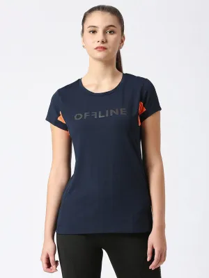 Women Navy Printed Tops -CITY SWEAT CREW-Navy