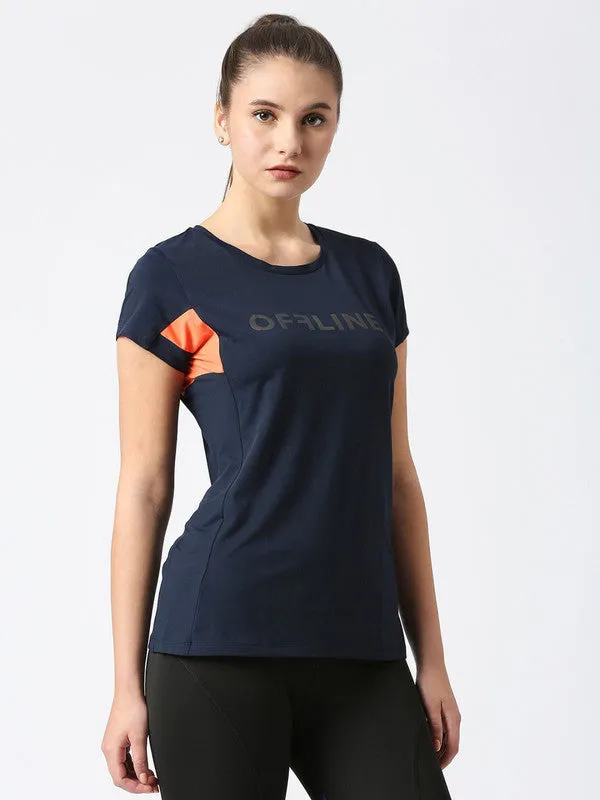Women Navy Printed Tops -CITY SWEAT CREW-Navy