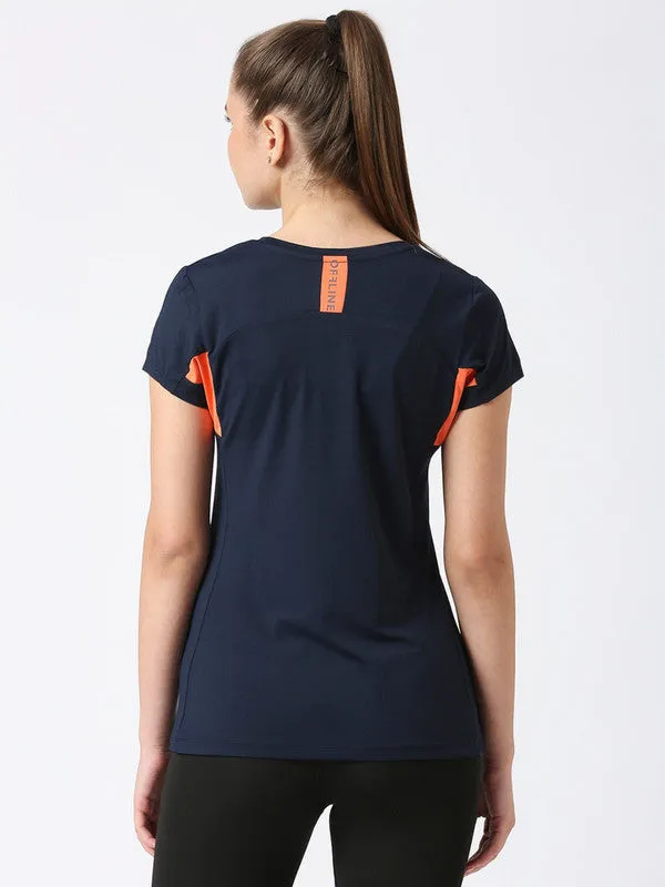 Women Navy Printed Tops -CITY SWEAT CREW-Navy