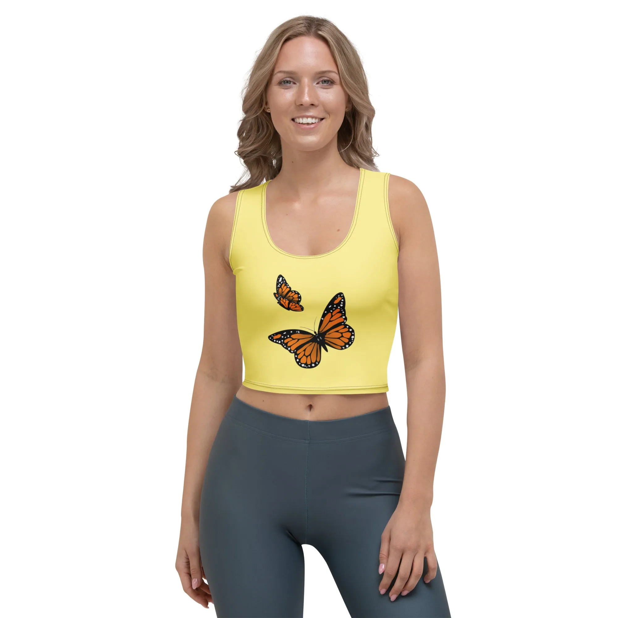 Women's Butterfly Print Crop Tank Top