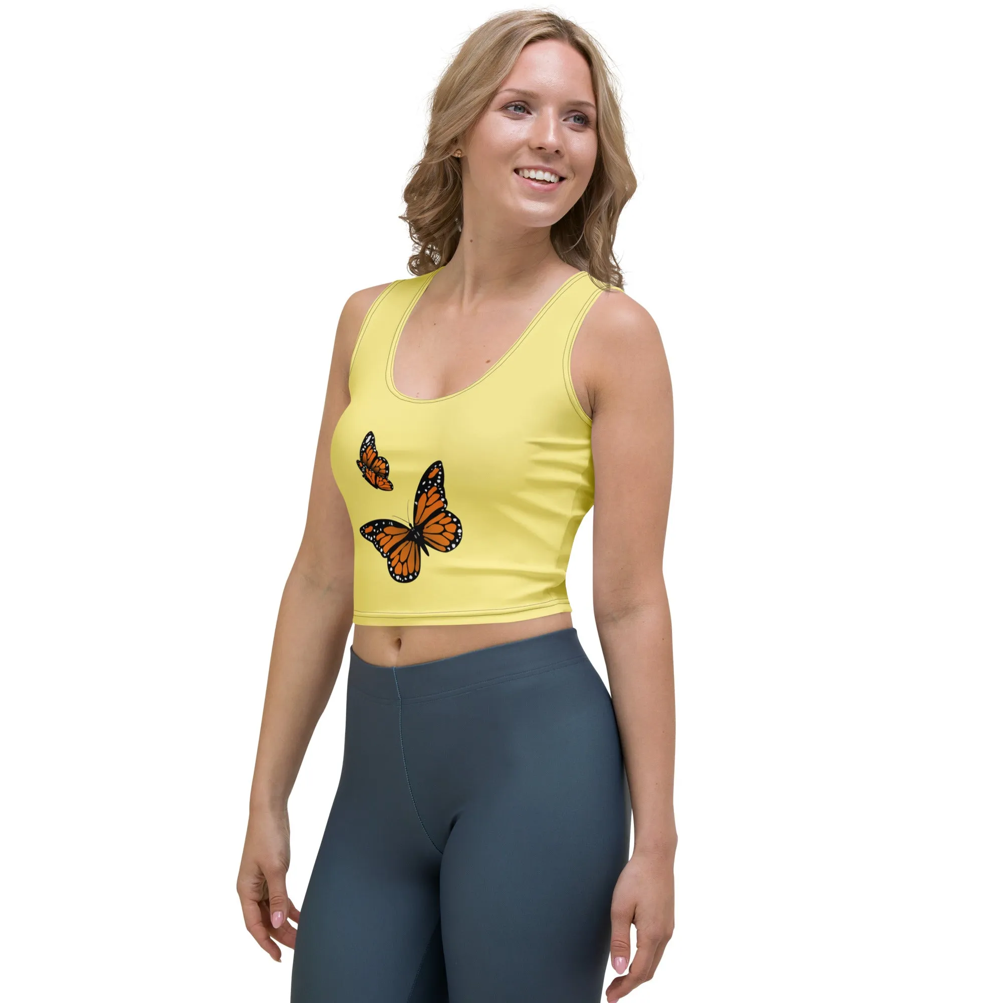 Women's Butterfly Print Crop Tank Top