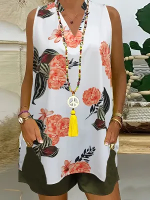 Women's Casual And Comfortable Sleeveless Two-piece Set