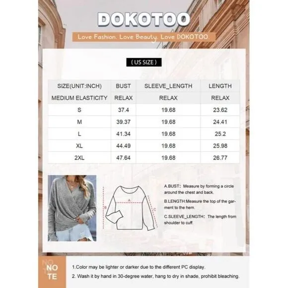 Women's Elegant Deep V Neck Apricot Wrap Long Sleeve Sweaters
