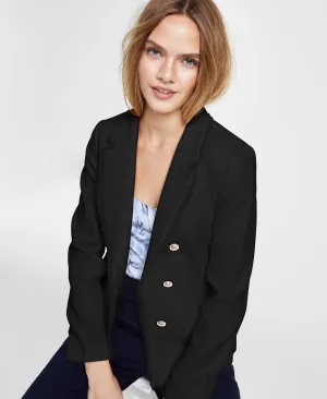 Women's Faux-Double-Breasted Fringe-Trim Blazer