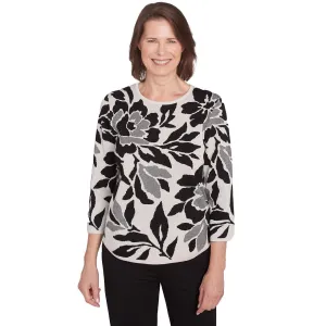 Women's Floral Jacquard Crew Neck Sweater - 81460