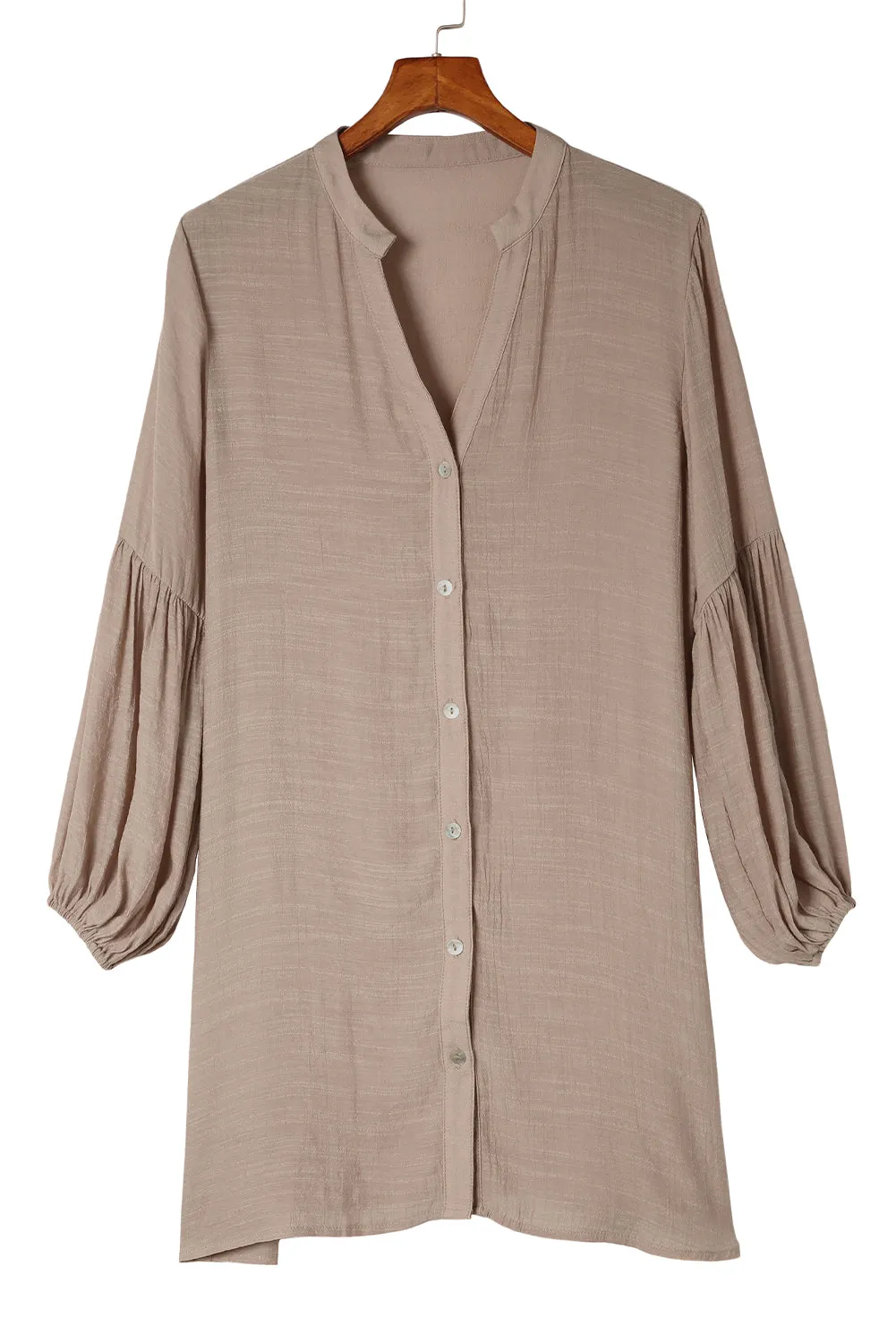 Womens Long Sleeve Oversized Blouses Tops Button Up Bishop Sleeve Shirt