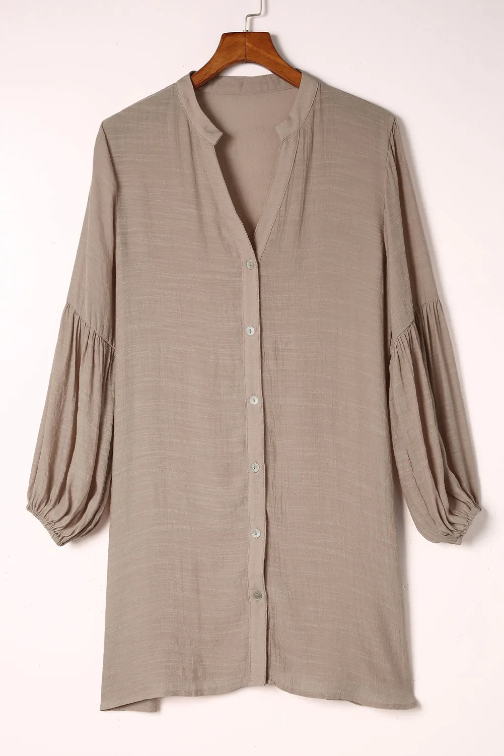 Womens Long Sleeve Oversized Blouses Tops Button Up Bishop Sleeve Shirt