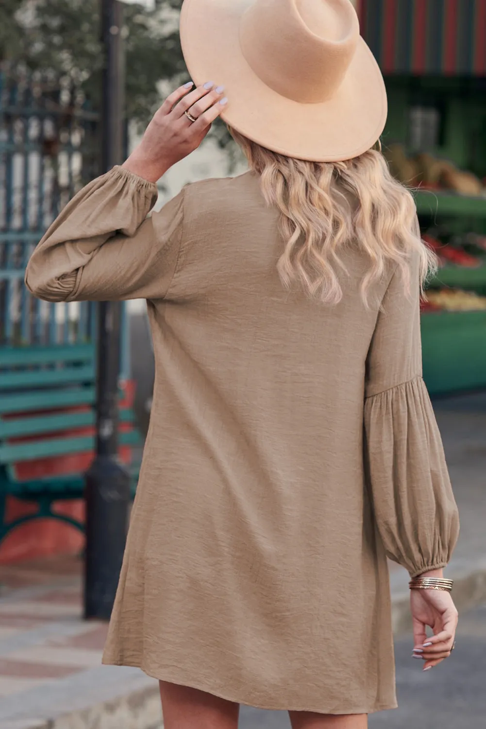 Womens Long Sleeve Oversized Blouses Tops Button Up Bishop Sleeve Shirt