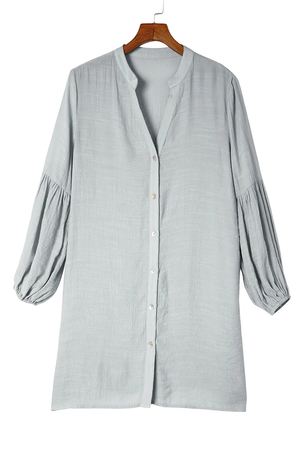 Womens Long Sleeve Oversized Blouses Tops Button Up Bishop Sleeve Shirt