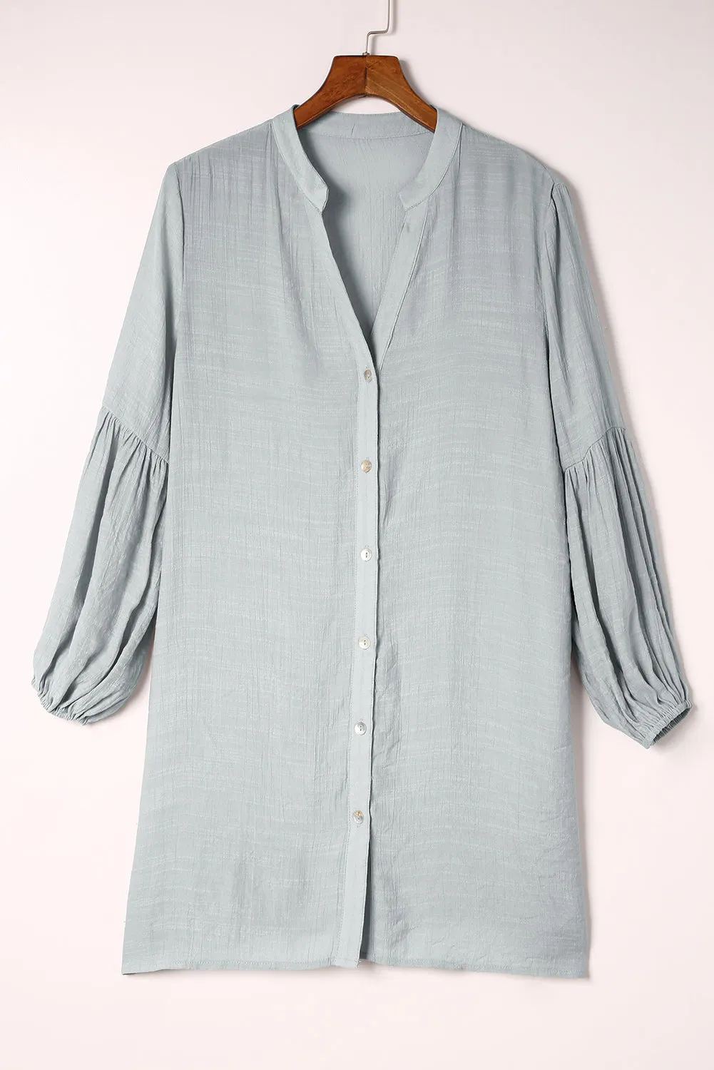 Womens Long Sleeve Oversized Blouses Tops Button Up Bishop Sleeve Shirt
