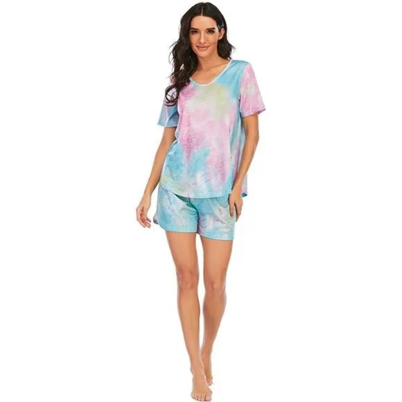 Womens Pajamas Set Shorts Soft Lounge Sets Cute Short Sleeve