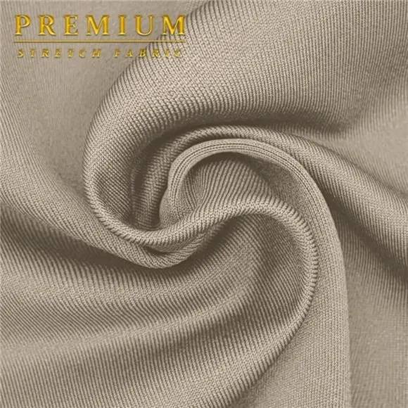 Womens Premium Nylon Ponte Stretch Office Fishtail Pencil Skirt khaki