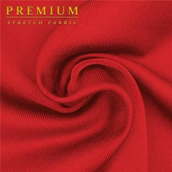 Womens Premium Nylon Ponte Stretch Office Fishtail Pencil Skirt red