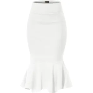 Womens Premium Nylon Ponte Stretch Office Fishtail Pencil