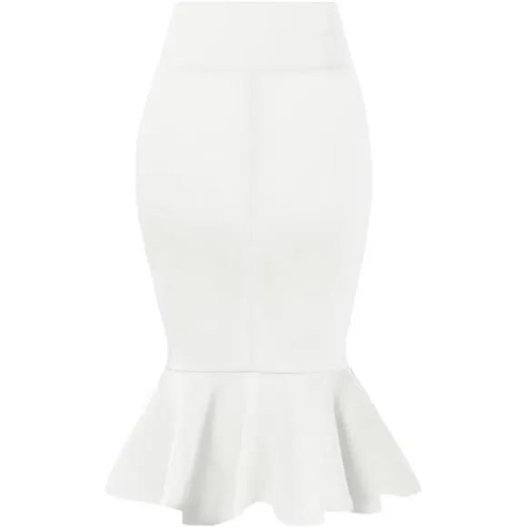 Womens Premium Nylon Ponte Stretch Office Fishtail Pencil