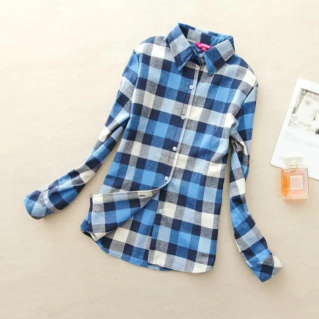 Women's Shirts 2017 autumn and winter female shirt plaid shirt women slim long sleeve cotton Blouse top female outerwear