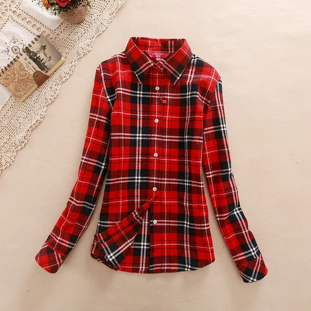 Women's Shirts 2017 autumn and winter female shirt plaid shirt women slim long sleeve cotton Blouse top female outerwear