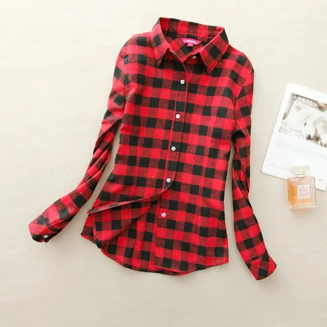 Women's Shirts 2017 autumn and winter female shirt plaid shirt women slim long sleeve cotton Blouse top female outerwear