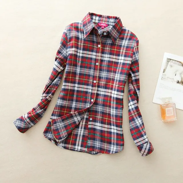 Women's Shirts 2017 autumn and winter female shirt plaid shirt women slim long sleeve cotton Blouse top female outerwear