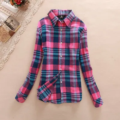Women's Shirts 2017 autumn and winter female shirt plaid shirt women slim long sleeve cotton Blouse top female outerwear