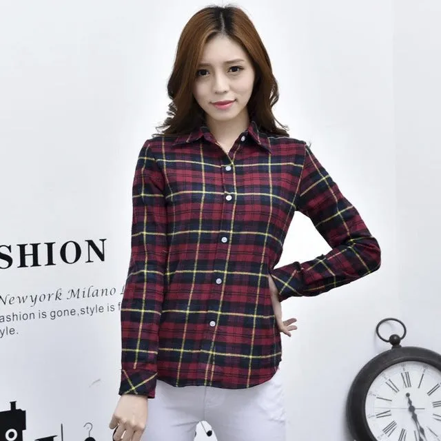 Women's Shirts 2017 autumn and winter female shirt plaid shirt women slim long sleeve cotton Blouse top female outerwear