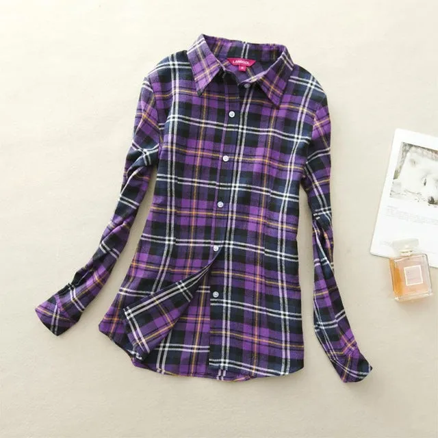 Women's Shirts 2017 autumn and winter female shirt plaid shirt women slim long sleeve cotton Blouse top female outerwear