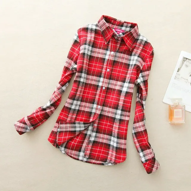 Women's Shirts 2017 autumn and winter female shirt plaid shirt women slim long sleeve cotton Blouse top female outerwear