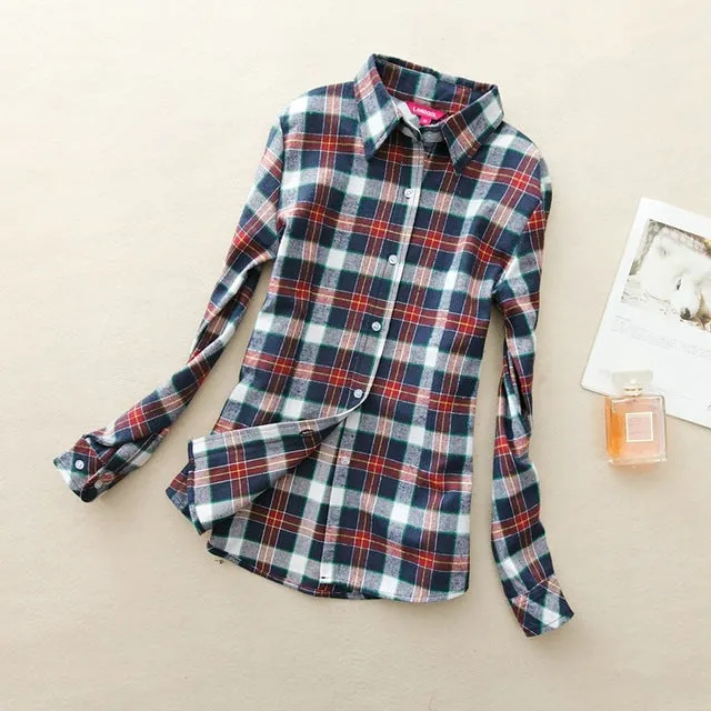 Women's Shirts 2017 autumn and winter female shirt plaid shirt women slim long sleeve cotton Blouse top female outerwear