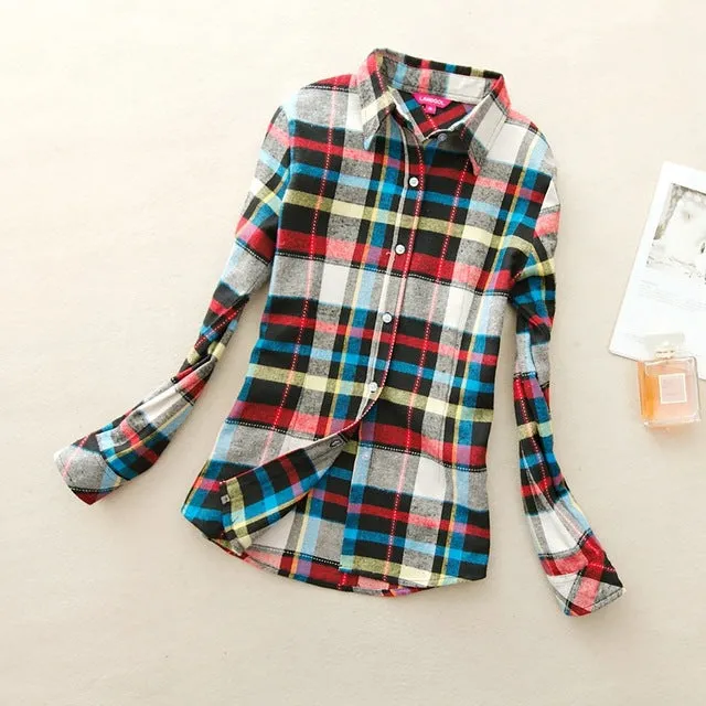 Women's Shirts 2017 autumn and winter female shirt plaid shirt women slim long sleeve cotton Blouse top female outerwear