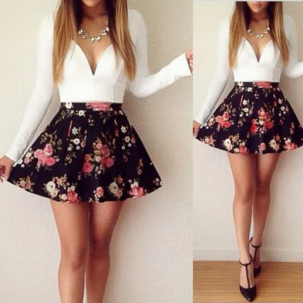Women's V-Neck Mini Bodycon Party Dress