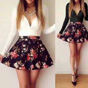 Women's V-Neck Mini Bodycon Party Dress