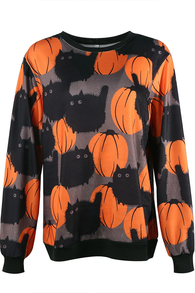 WS3304 Graphic Halloween Sweatshirt Top