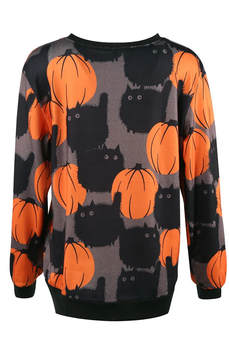 WS3304 Graphic Halloween Sweatshirt Top